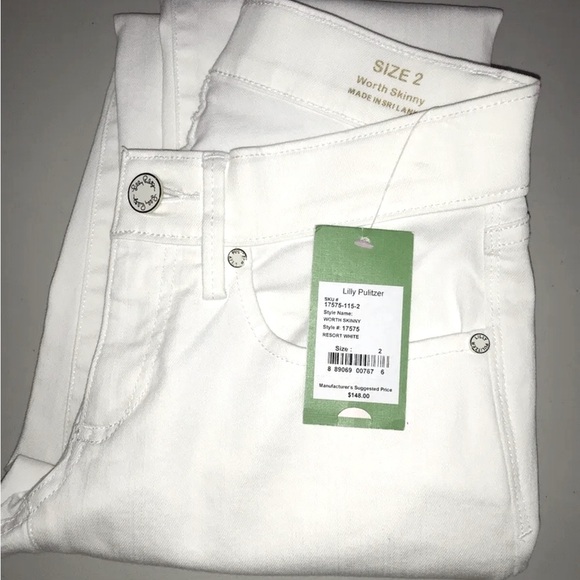Lilly Pulitzer NWT Worth Skinny Jeans Resort White $158 Size 00,0 - Picture 4 of 11